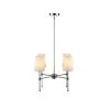 Jules 4-Light Chrome Chandelier with Acrylic Crystal Accents and White Fabric Shades by Globe Electric