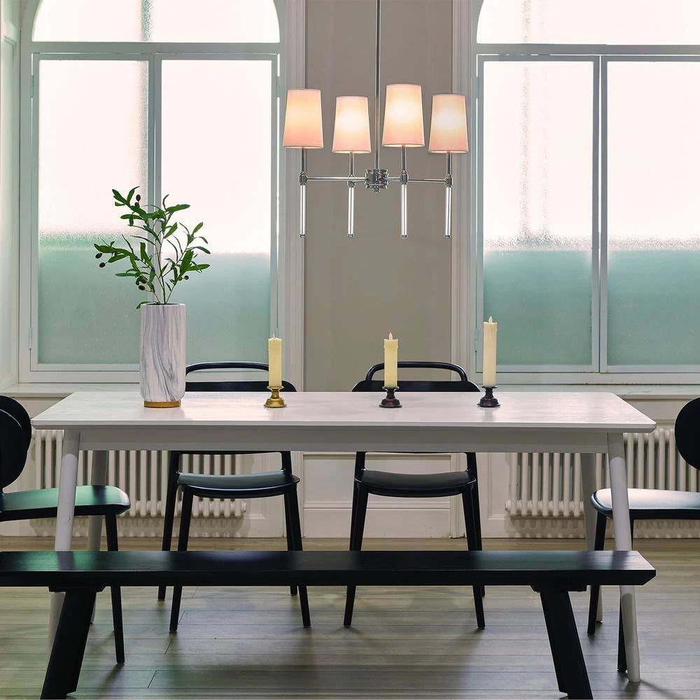 Jules 4-Light Chrome Chandelier with Acrylic Crystal Accents and White Fabric Shades by Globe Electric 2 Jules 4-Light Chrome Chandelier with Acrylic Crystal Accents and White Fabric Shades by Globe Electric - Image 2