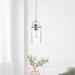 Jennings 1-Light Chrome Plug-In or Hardwire Pendant Lighting with 15 ft. Cord by Globe Electric -Deals Globe Electric Store chrome globe electric chandeliers 61105 31 1000