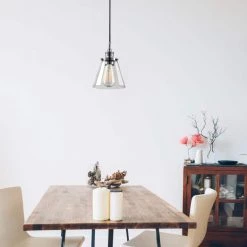 Mercer 1-Light Chrome and Black Vintage Industrial Hanging Pendant by Globe Electric -Deals Globe Electric Store chrome globe electric chandeliers 65381 40 1000