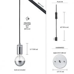 Glenmore 1-Light Chrome Plug-In or Hardwire Pendant by Globe Electric -Deals Globe Electric Store chrome globe electric chandeliers 65982 40 1000