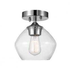 Harrow 1-Light Chrome Semi-Flush Mount Ceiling Light with Clear Glass Shade by Globe Electric