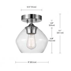 Harrow 1-Light Chrome Semi-Flush Mount Ceiling Light with Clear Glass Shade by Globe Electric 12 Harrow 1-Light Chrome Semi-Flush Mount Ceiling Light with Clear Glass Shade by Globe Electric -Deals Globe Electric Store chrome globe electric flush mount lights 60875 fa 1000