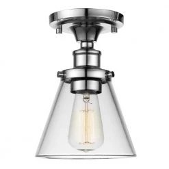 Mercer 1-Light Chrome Flush Mount Ceiling Light by Globe Electric