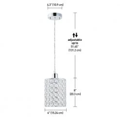 1-Light Chrome with Crystal Shade Mini Pendant by Globe Electric -Deals Globe Electric Store chrome globe electric pendant lights 65012 1f 1000