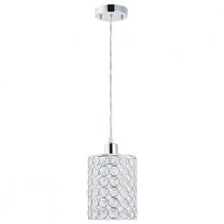 1-Light Chrome with Crystal Shade Mini Pendant by Globe Electric