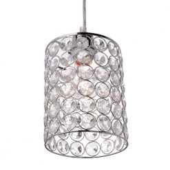 1-Light Chrome with Crystal Shade Mini Pendant by Globe Electric -Deals Globe Electric Store chrome globe electric pendant lights 65012 c3 1000