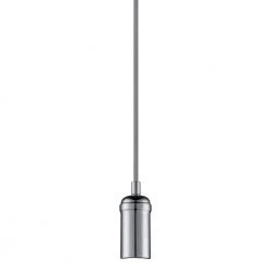 1-Light Chrome Mini Pendant with Grey Woven Cloth Rope Socket by Globe Electric -Deals Globe Electric Store chrome globe electric pendant lights 65180 c3 1000