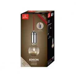 Edison 1-Light Chrome and Red Pendant by Globe Electric -Deals Globe Electric Store chrome globe electric pendant lights 65445 44 1000