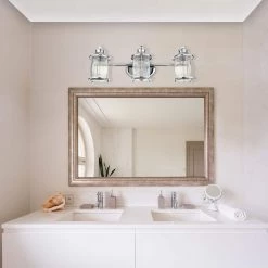 Bayfield 3-Light Chrome Bath Light by Globe Electric -Deals Globe Electric Store chrome globe electric vanity lighting 51272 1f 1000