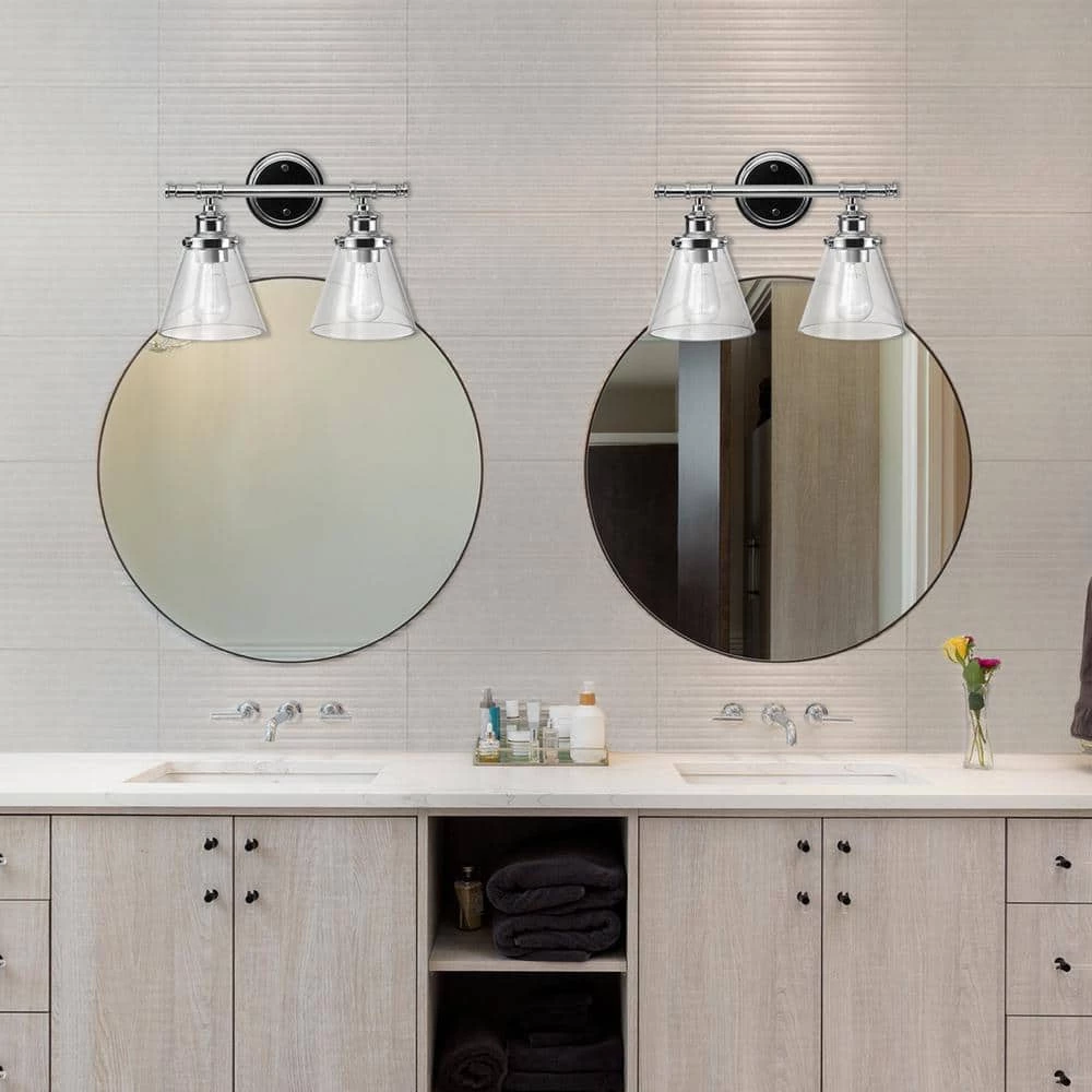 Parker 2-Light Chrome Vanity Light with Clear Glass Shades by Globe Electric 3 Parker 2-Light Chrome Vanity Light with Clear Glass Shades by Globe Electric - Image 3