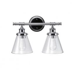 Parker 2-Light Chrome Vanity Light with Clear Glass Shades by Globe Electric