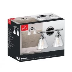 Parker 2-Light Chrome Vanity Light with Clear Glass Shades by Globe Electric 13 Parker 2-Light Chrome Vanity Light with Clear Glass Shades by Globe Electric -Deals Globe Electric Store chrome globe electric vanity lighting 51412 76 1000