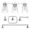Yorke 5-Piece Chrome All-In-One Vanity Light Set by Globe Electric