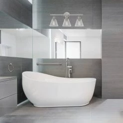 Parker 3-Light Chrome Vanity Light with Clear Glass Shades by Globe Electric 9 Parker 3-Light Chrome Vanity Light with Clear Glass Shades by Globe Electric -Deals Globe Electric Store chrome globe electric vanity lighting 51445 4f 1000