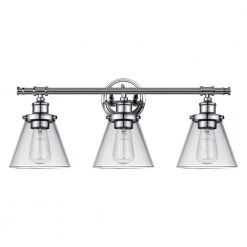 Parker 3-Light Chrome Vanity Light with Clear Glass Shades by Globe Electric