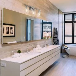 Middleton 24 in. 3-Light Chrome Vanity Light with Clear Glass Shades and Bath Set Bulbs Included (5-Piece) by Globe Electric -Deals Globe Electric Store chrome globe electric vanity lighting 51528 31 1000