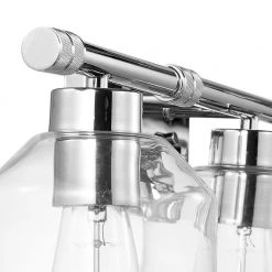 Middleton 24 in. 3-Light Chrome Vanity Light with Clear Glass Shades and Bath Set Bulbs Included (5-Piece) by Globe Electric -Deals Globe Electric Store chrome globe electric vanity lighting 51528 4f 1000