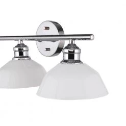 Johnson 24 in. 3-Light Chrome Vanity Light with Opal Glass Shades and Bath Set (5-Piece) by Globe Electric -Deals Globe Electric Store chrome globe electric vanity lighting 51709 44 1000