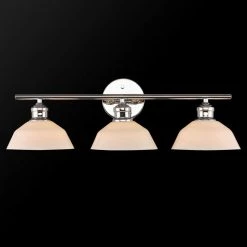 Johnson 24 in. 3-Light Chrome Vanity Light with Opal Glass Shades and Bath Set (5-Piece) by Globe Electric -Deals Globe Electric Store chrome globe electric vanity lighting 51709 c3 1000