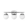 Pearson 3-Light Chrome Vanity Light with White Frosted Glass Shades by Globe Electric