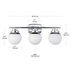 Pearson 3-Light Chrome Vanity Light with White Frosted Glass Shades by Globe Electric -Deals Globe Electric Store chrome globe electric vanity lighting 59222 fa 1000