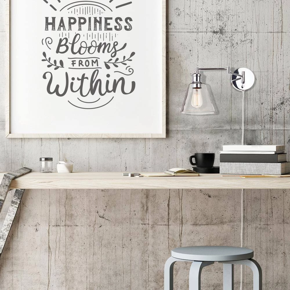 Parker 1-Light Chrome Plug-In or Hardwire Swing Arm Wall Sconce with 6 ft. Cord by Globe Electric 4 Parker 1-Light Chrome Plug-In or Hardwire Swing Arm Wall Sconce with 6 ft. Cord by Globe Electric - Image 4