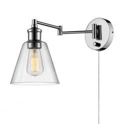 Parker 1-Light Chrome Plug-In or Hardwire Swing Arm Wall Sconce with 6 ft. Cord by Globe Electric