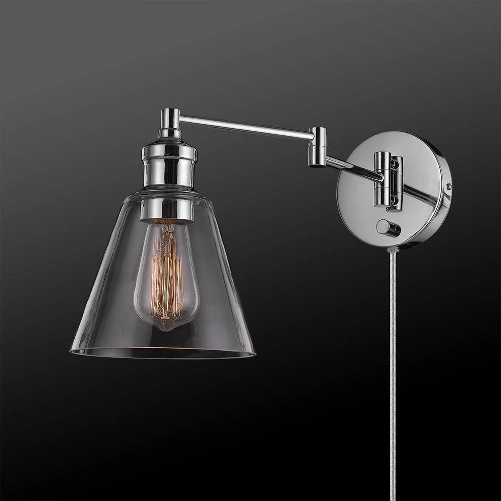 Parker 1-Light Chrome Plug-In or Hardwire Swing Arm Wall Sconce with 6 ft. Cord by Globe Electric 8 Parker 1-Light Chrome Plug-In or Hardwire Swing Arm Wall Sconce with 6 ft. Cord by Globe Electric - Image 8
