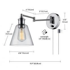 Parker 1-Light Chrome Plug-In or Hardwire Swing Arm Wall Sconce with 6 ft. Cord by Globe Electric 15 Parker 1-Light Chrome Plug-In or Hardwire Swing Arm Wall Sconce with 6 ft. Cord by Globe Electric -Deals Globe Electric Store chrome globe electric wall sconces 51795 fa 1000
