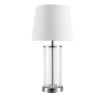 Maya 20 in. Fillable Clear Glass Table Lamp with White Linen Shade by Globe Electric