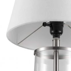 Maya 20 in. Fillable Clear Glass Table Lamp with White Linen Shade by Globe Electric -Deals Globe Electric Store clear glass brushed nickel accents globe electric table lamps 67155 c3 1000
