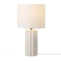 20 in. Ribbed Concrete Finish Table Lamp with White Linen Shade by Globe Electric -Deals Globe Electric Store concrete globe electric table lamps 91002860 44 1000