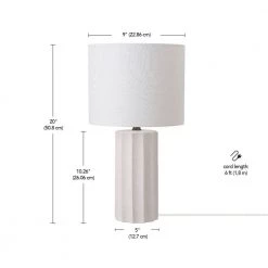 20 in. Ribbed Concrete Finish Table Lamp with White Linen Shade by Globe Electric -Deals Globe Electric Store concrete globe electric table lamps 91002860 c3 1000