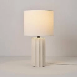 20 in. Ribbed Concrete Finish Table Lamp with White Linen Shade by Globe Electric -Deals Globe Electric Store concrete globe electric table lamps 91002860 fa 1000