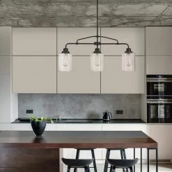 Annecy 3-Light Dark Bronze Chandelier with Seeded Glass Shades by Globe Electric -Deals Globe Electric Store dark bronze globe electric chandeliers 60490 4f 1000