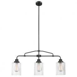 Annecy 3-Light Dark Bronze Chandelier with Seeded Glass Shades by Globe Electric