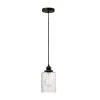 Annecy 1-Light Plug-In or Hardwire Dark Bronze Pendant Light with Seeded Glass Shade by Globe Electric
