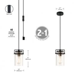 Oliver 1-Light Dark Bronze Plug-In or Hardwire Pendant Lighting with 15 ft. Cord by Globe Electric -Deals Globe Electric Store dark bronze globe electric chandeliers 61109 44 1000