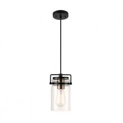 Oliver 1-Light Dark Bronze Plug-In or Hardwire Pendant Lighting with 15 ft. Cord by Globe Electric
