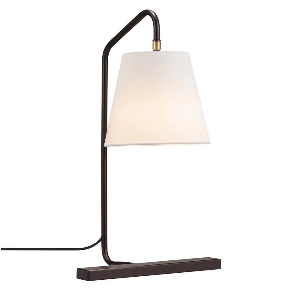 Charvi 20 in. Dark Bronze Desk Lamp with White Fabric Shade, CEC Title 20 LED Bulb Included by Globe Electric 5 Charvi 20 in. Dark Bronze Desk Lamp with White Fabric Shade, CEC Title 20 LED Bulb Included by Globe Electric - Image 5