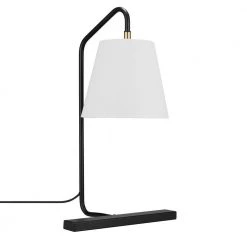 Charvi 20 in. Dark Bronze Desk Lamp with White Fabric Shade, CEC Title 20 LED Bulb Included by Globe Electric