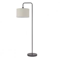 Barden 58 in. Dark Bronze Floor Lamp with Beige Fabric Shade by Globe Electric