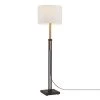 Oakland 65 in. Dark Bronze Floor Lamp with Faux Wood Accent and Textured Beige Shade, CEC Title 20 LED Bulb Included by Globe Electric