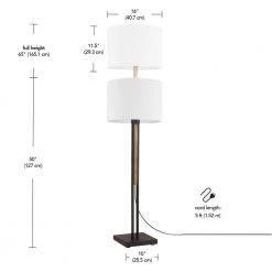 Oakland 65 in. Dark Bronze Floor Lamp with Faux Wood Accent and Textured Beige Shade, CEC Title 20 LED Bulb Included by Globe Electric 14 Oakland 65 in. Dark Bronze Floor Lamp with Faux Wood Accent and Textured Beige Shade, CEC Title 20 LED Bulb Included by Globe Electric -Deals Globe Electric Store dark bronze globe electric floor lamps 67761 fa 1000