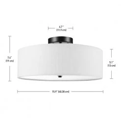 Kyle 15.9 in. 2-Light Dark Bronze Flush Mount Ceiling Light with White Linen Shade by Globe Electric -Deals Globe Electric Store dark bronze globe electric flush mount lights 60315 44 1000