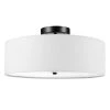 Kyle 15.9 in. 2-Light Dark Bronze Flush Mount Ceiling Light with White Linen Shade by Globe Electric