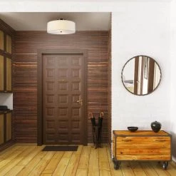 Kyle 15.9 in. 2-Light Dark Bronze Flush Mount Ceiling Light with White Linen Shade by Globe Electric -Deals Globe Electric Store dark bronze globe electric flush mount lights 60315 c3 1000