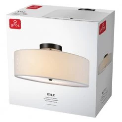 Kyle 15.9 in. 2-Light Dark Bronze Flush Mount Ceiling Light with White Linen Shade by Globe Electric -Deals Globe Electric Store dark bronze globe electric flush mount lights 60315 fa 1000