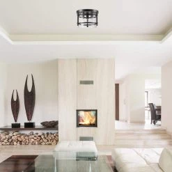 Wexford 3-Light Dark Bronze Semi-Flush Mount Ceiling Light with Clear Glass by Globe Electric -Deals Globe Electric Store dark bronze globe electric flush mount lights 60417 44 1000